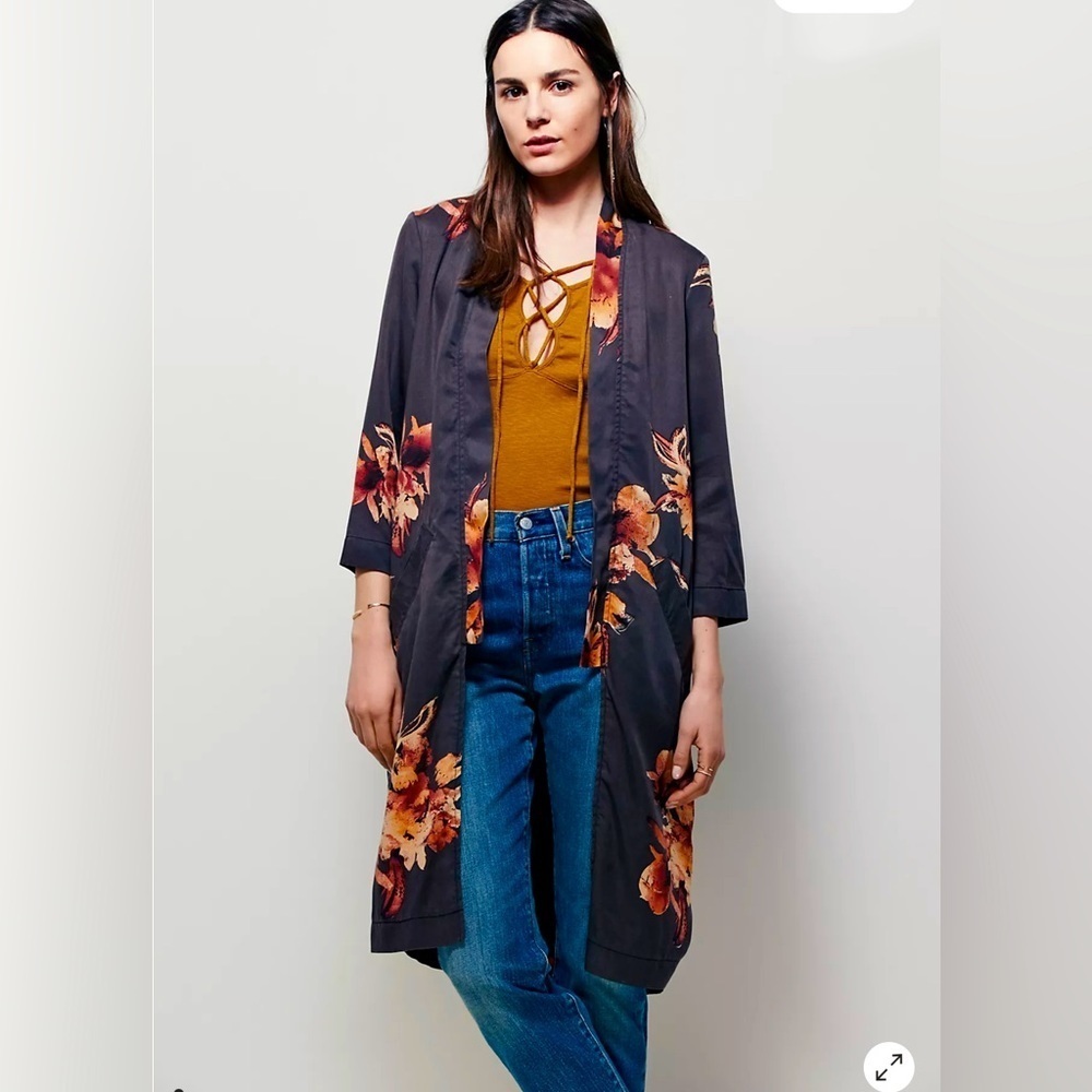 Free People Printed Slim Kimono